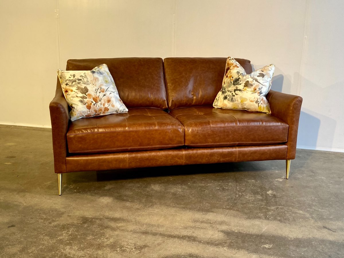 latte leather sofa with inter coil springs